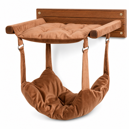 Wall Mounted Wooden Cat Climbing Shelf and Hammock Floating Cat Nest and Steps Activity Toy