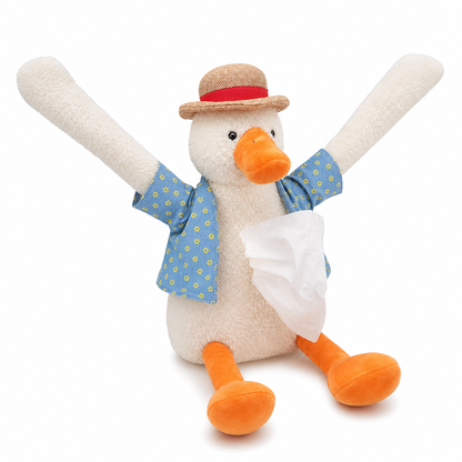 Cute Plush Duck Car Tissue Holder Hanging Cartoon Animal Napkin Dispenser for Vehicle Interior Decor