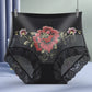 High-waisted panties in high-quality embroidered lace