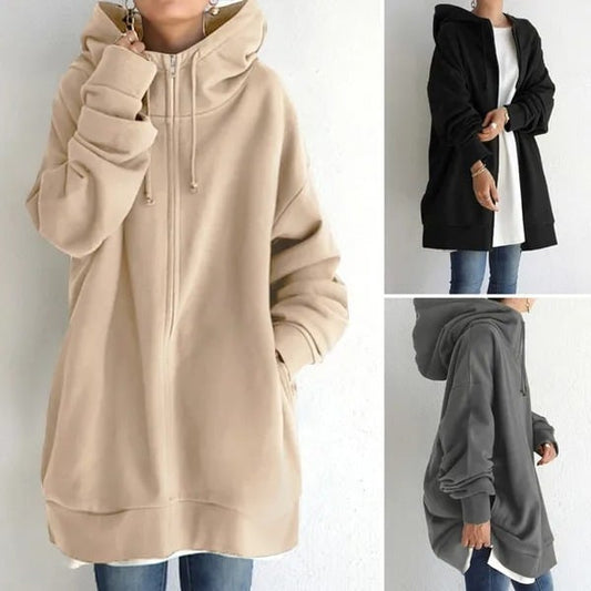 🎅Early Fall Sale (50% OFF)🎁 Hooded Zipper Long Padded Sweatshirt