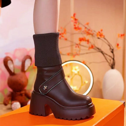 50%OFF%🔥Best Gift For Her🎁Women's Platform Chunky Heel Knee High Boots