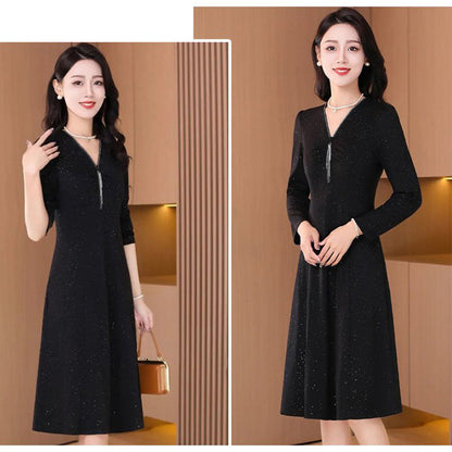 🎅Early Christmas gifts 50% off🎁Glitter Slim Fit Half Zipper Dress