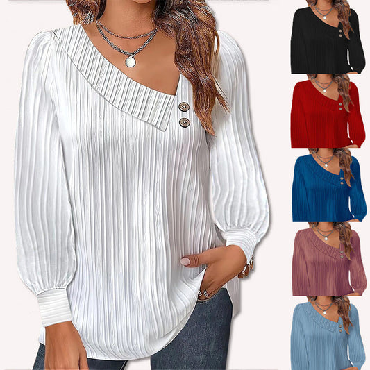 💟FREE SHIPPING ON TWO PIECES- Solid color raglan neck pleated long sleeve women's top.