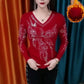 💝Two pieces free shipping🔥【M-4XL】Women's V-Neck Plush Lined Warm Bottom Shirt