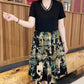 [Best Gift for Her] Fashion Print V-Neck Fake Two-Piece Dress