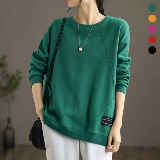 [Best Gift for Her] Women's Fashion Casual Solid Color Crewneck Pullover Sweatshirt