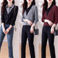💝Two Free Shipping🔥- Women's Lapel Cozy Fake Two Piece Set Long Sleeve Top