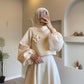Solid Lantern Sleeve Loose 2 Pieces Flowy Skirt Set