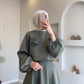 Solid Lantern Sleeve Loose 2 Pieces Flowy Skirt Set