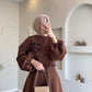 Solid Lantern Sleeve Loose 2 Pieces Flowy Skirt Set